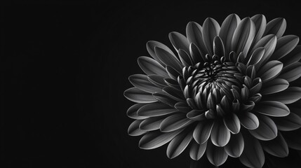 Elegant Monochrome Dahlia Flower Closeup Photography