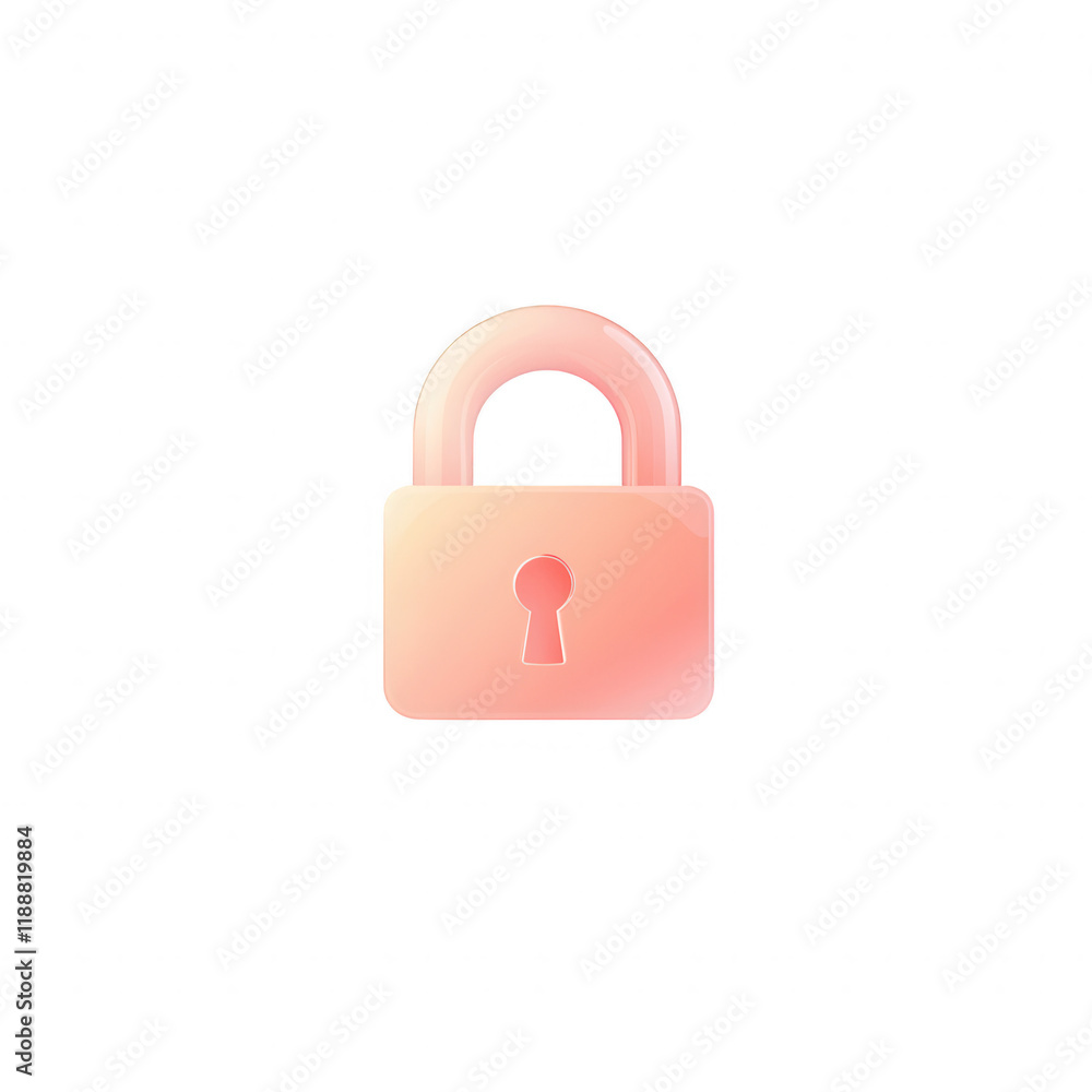 Poster a stylish lock icon representing security and protection in digital graphics., isolated on a transpa