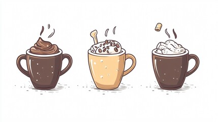 Cup of Hot Chocolate Beverage Aroma Icon Vector Illustration