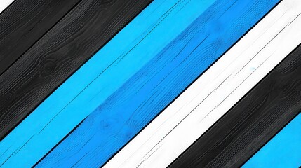 Striped Wooden Planks: A Diagonal Composition of Blue, White, and Black