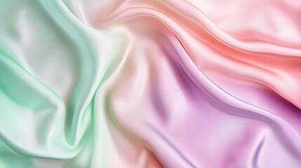 Obraz premium A sleek iridescent gradient transitioning from soft mint green to pastel pink and lilac, with glowing, fluid textures that evoke elegance.