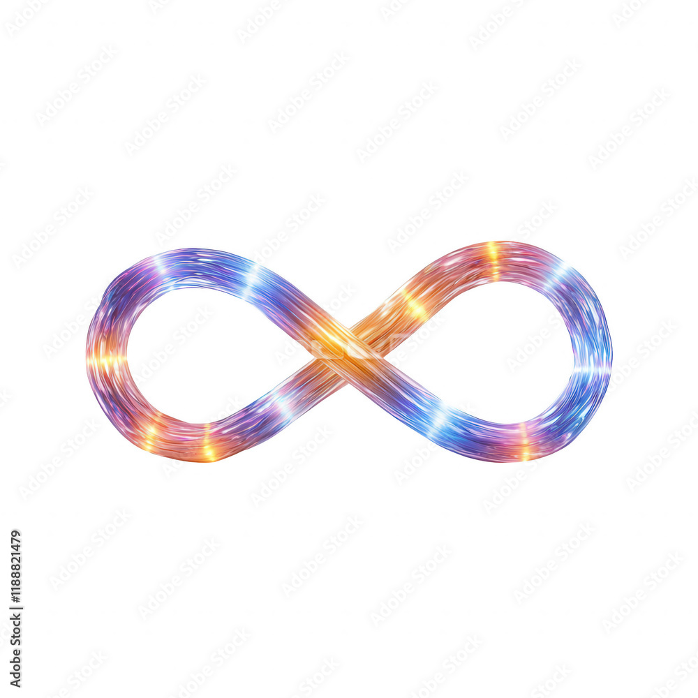 Aufkleber a vibrant infinity symbol illuminated with colorful lights and flowing patterns., isolated on a tran