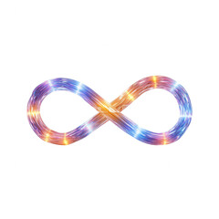 Naklejka premium A vibrant infinity symbol illuminated with colorful lights and flowing patterns., isolated on a transparent background.