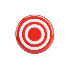A vibrant red and white target disc suitable for various recreational activities., isolated on a transparent background.