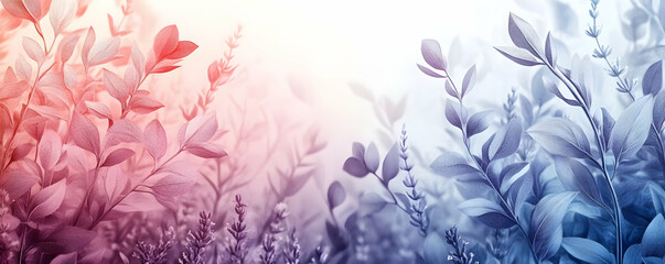 Pastel foliage garden, sunrise bokeh