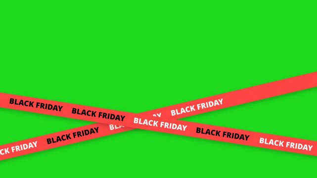 Black Friday Video With Green Screen Background. Suitable for social networks and product promotion. Animation of ribbons with the word Black Friday.