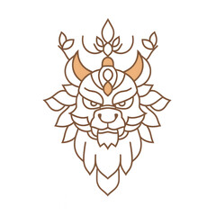 Intricate lion design symbolizing strength and spirituality., isolated on a transparent background.