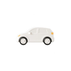 Minimalist white toy car design perfect for creative projects., isolated on a transparent background.
