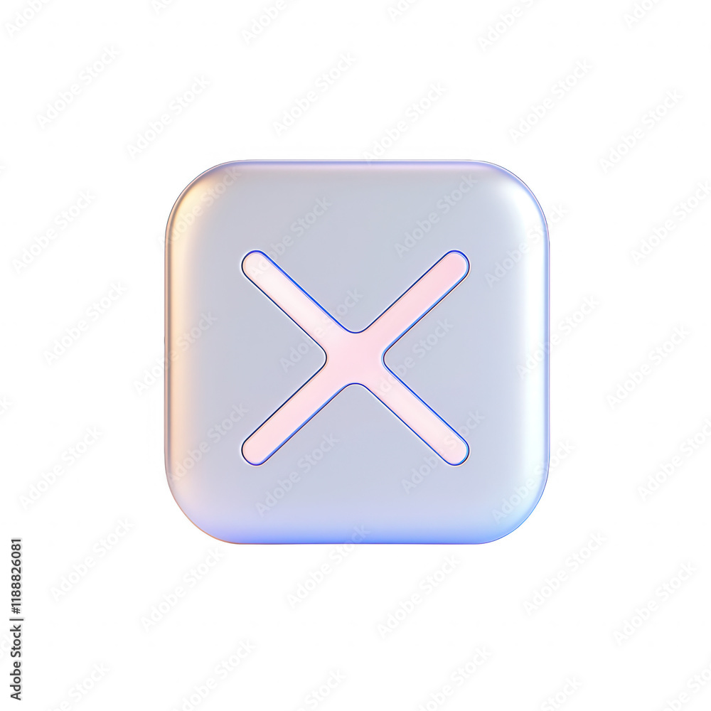 Poster modern design of a cancel button with soft neon glow effect on a minimal background., isolated on a 