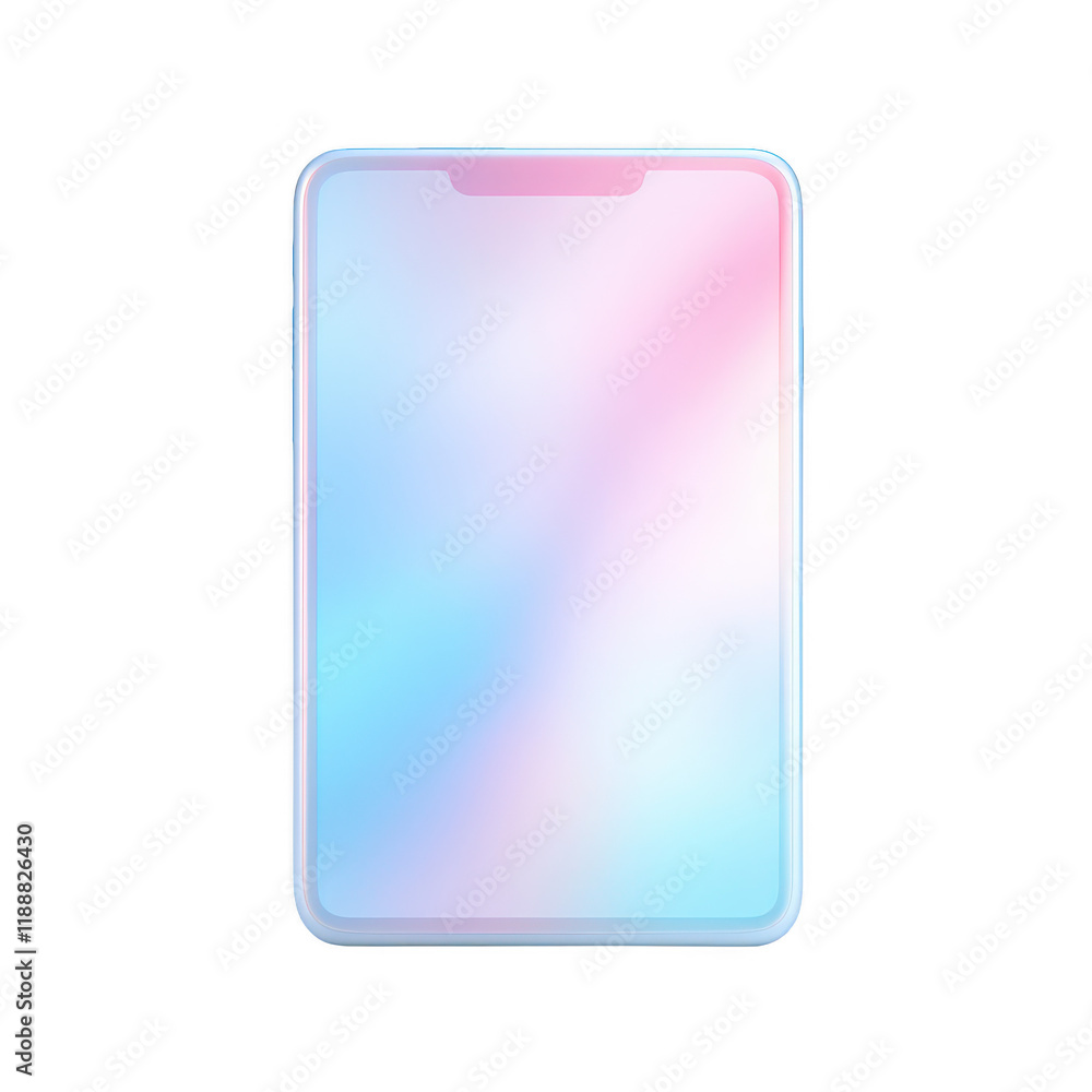 Poster modern smartphone with a colorful abstract screen, blank for customization., isolated on a transpare