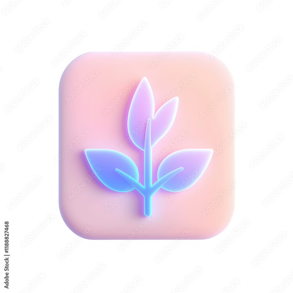Poster stylish icon representing growth and nature with a soft pastel color scheme., isolated on a transpar