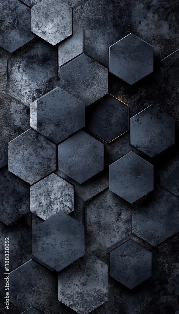 Poster dark hexagonal pattern background, modern geometric design, abstract texture, futuristic concept.