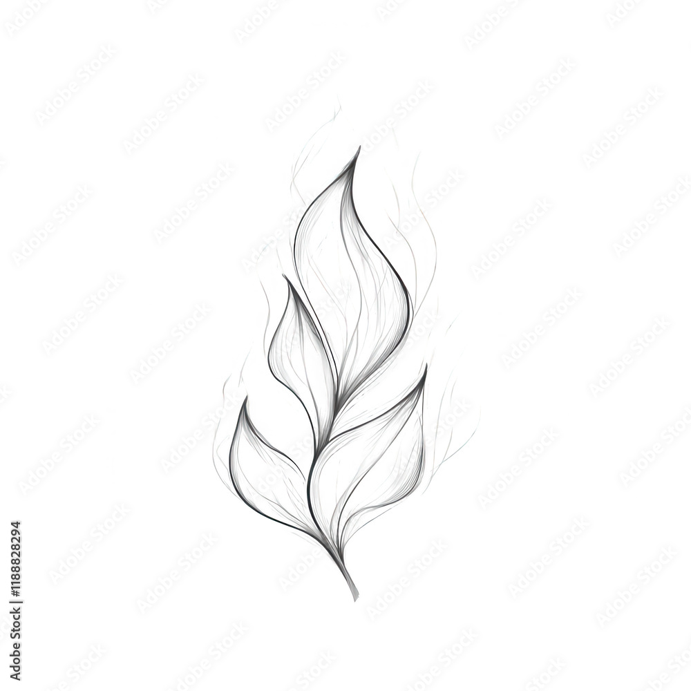 Poster stylized leaf design with flowing lines and intricate details for artistic purposes., isolated on a 