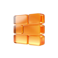 Stylized orange glass blocks arranged creatively for design projects., isolated on a transparent background.