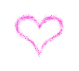 Pink star trail in the shape of a heart. Shimmering dust flying and leaving behind a heart-shaped trail. Bright dust particles glow with the special festive light of Christmas. PNG. 