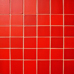 a grid of uniformly sized square tiles in warm autumnal reds, from deep maroon to bright crimson, delineated by crisp white lines.