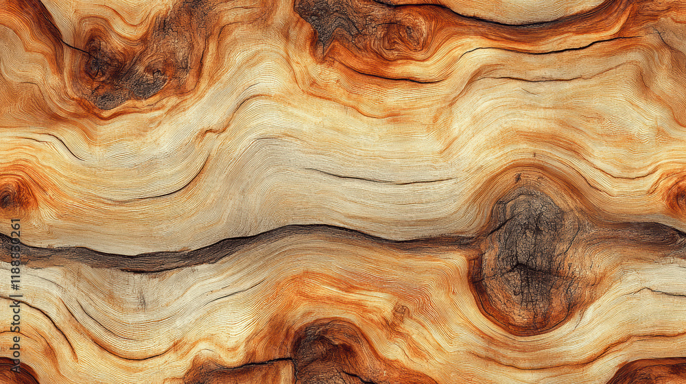 Poster seamless swirling wood pattern with a rich combination of browns and blacks, perfect for creating so