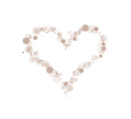Brown star trail in the shape of a heart. Shimmering dust flying and leaving behind a heart-shaped trail. Bright dust particles glow with the special festive light of Christmas. PNG. 