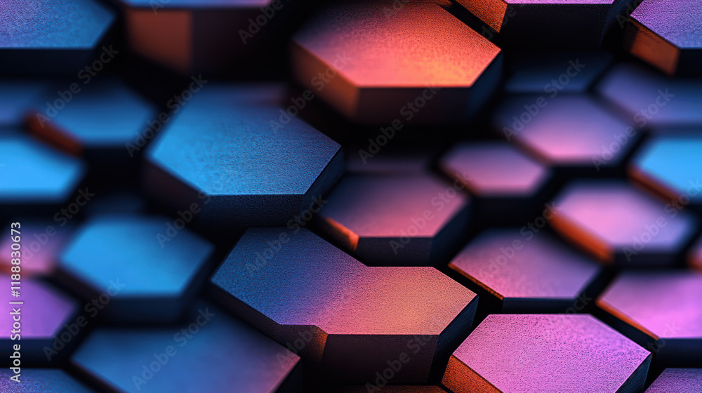 Poster seamless hexagon pattern featuring a gradient of blue and pink, ideal for creating captivating and m