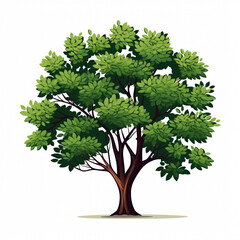 Minimalist Tree Vector Graphic with Lush Green Leaves twig plant leafy flora    