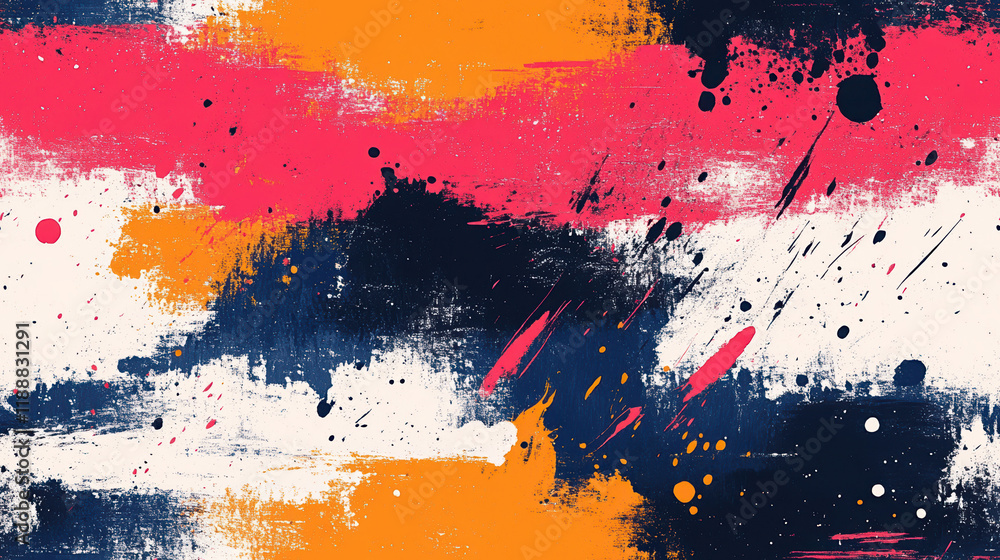 Poster seamless pattern showcasing a mixture of bold and vibrant colors in abstract strokes, perfect for mo