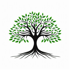 Fototapeta premium Minimalistic Tree Roots Icon on White Background art flat soil plant clean simple