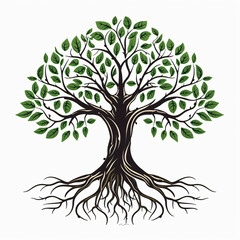 Obraz premium Tree with Roots: A Symbol of Growth and Strength 🌳 🌱 🌿 Plant Nature Botany 