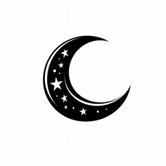 Waxing Moon in Minimalist Flat Design on White sky icon lunar night space simple