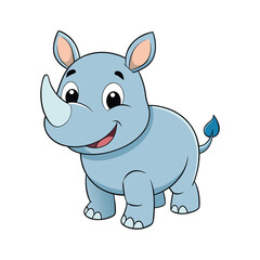 Fototapeta premium Cheerful Cartoon Rhinoceros Illustration on White Background