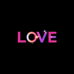 This love logo features bold letters in vivid colors, expressing affection and romance with added sparkles, perfect for Valentine’s Day or heartfelt messages