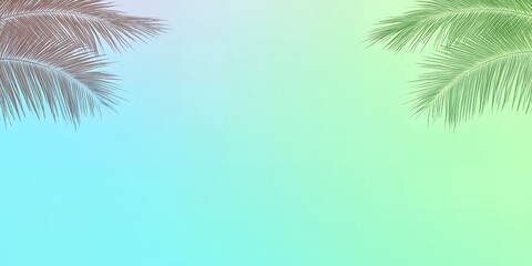 Fototapeta premium Serene Pastel Gradient Background with Tropical Palm Fronds