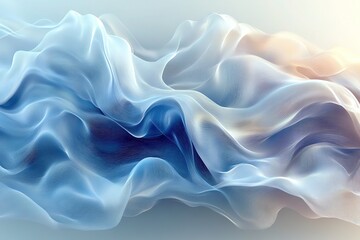 Obraz premium Abstract Flowing Lines in Soft Blue and Beige Tones