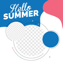 Summer holiday greetings vector with travel bag umbrella swimming circle tropical leaves celebration © AHDAFF