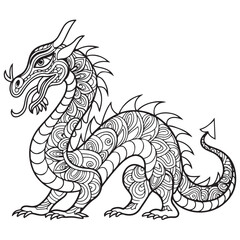 Drawing dragon for coloring book.