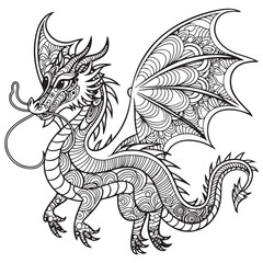 Drawing dragon for coloring book.