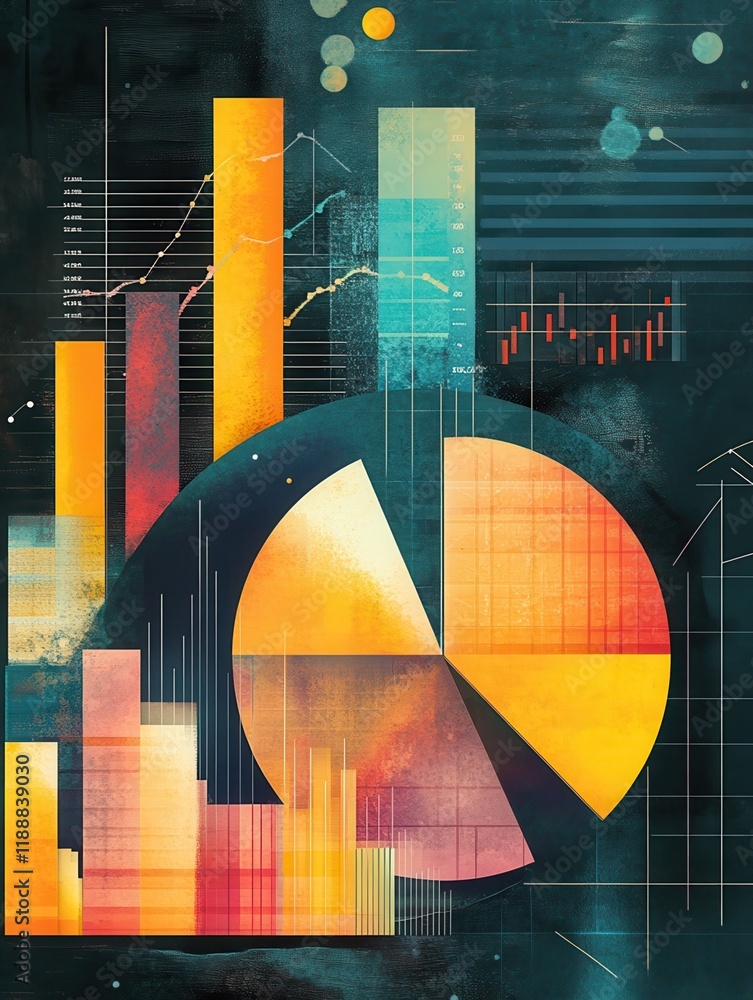 Aufkleber vibrant abstract asset allocation, a dynamic blend of colorful pie charts and graphs illustrating st