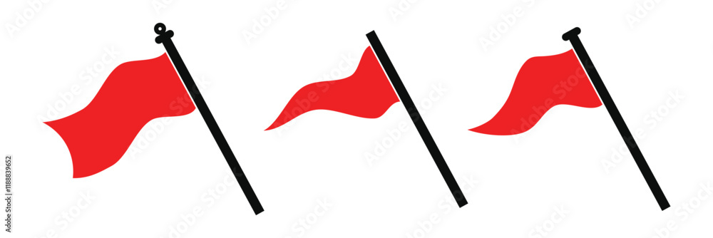 Poster set of red flag icon. waving flag. different flag set.