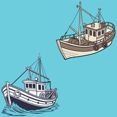 Fishing  boat   bundle design art and illustrator eps