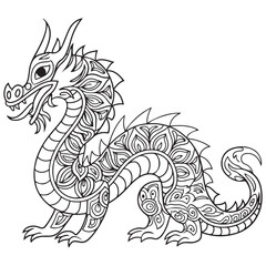 Drawing dragon for coloring book.