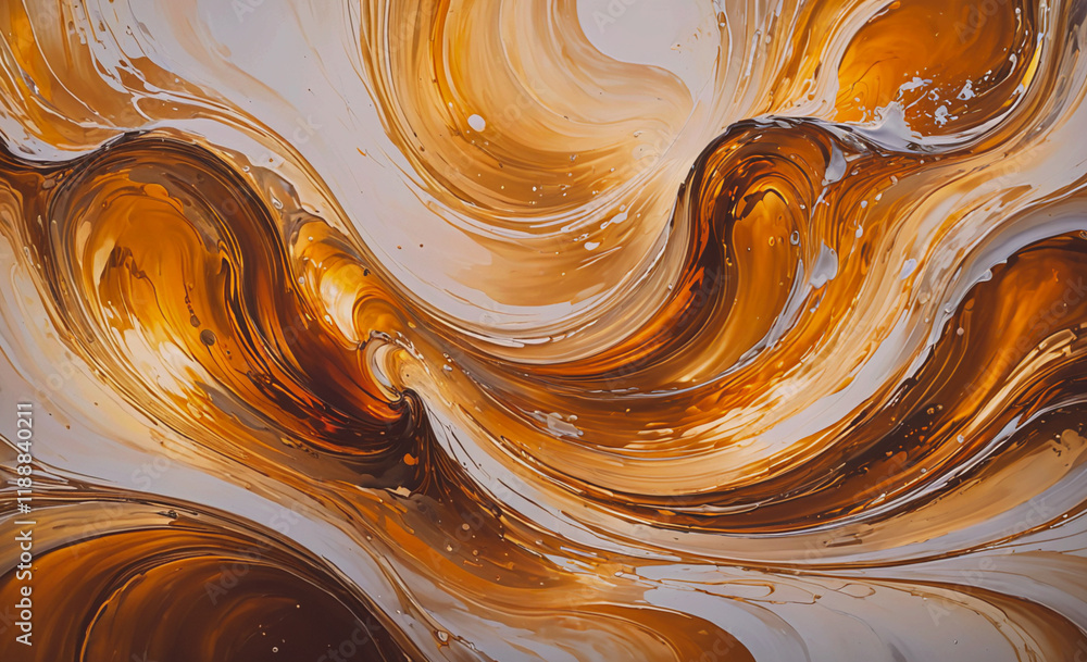 Poster painting of a wave with a brown and white color scheme. the wave is very large and has a lot of deta