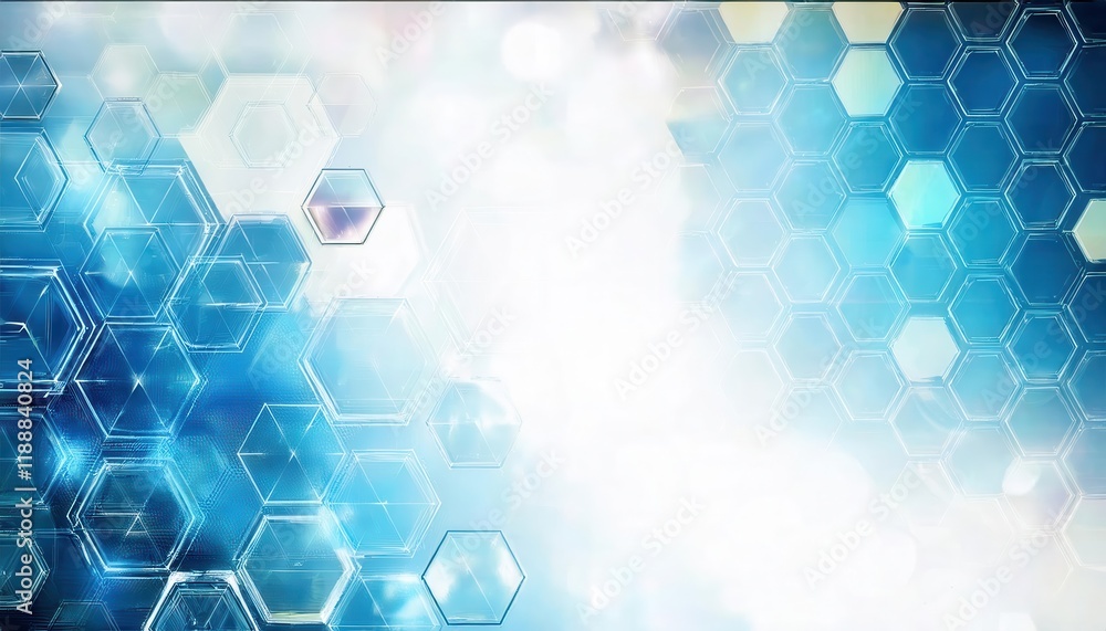 Aufkleber abstract blue hexagonal pattern with gradient light effect, futuristic geometric design, perfect for technology background or digital interfaces