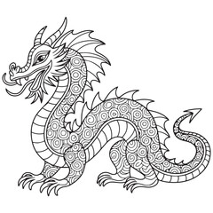 Naklejka premium Drawing dragon for coloring book.