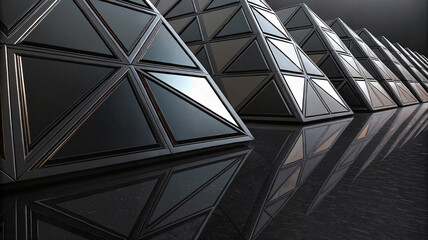 Angular metallic geometric shapes with reflections