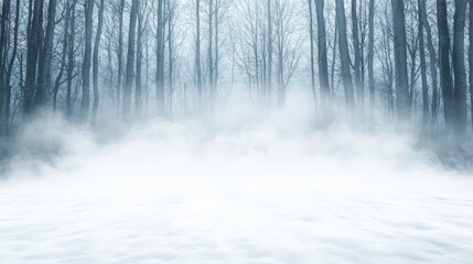 Winter Wonderland: Snowy Forest Enveloped in Mist