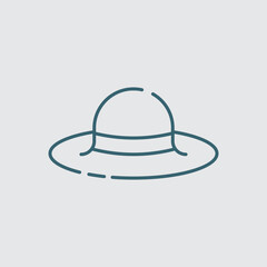 Sun hat line vector isolated white background