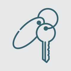 Hotel key chain icon with room tag vector isolated