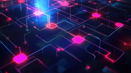 Vibrant Abstract Flow Diagram Concept with Dynamic Lines and Colorful Elements in Modern Visual Style