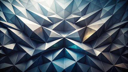Fototapeta premium Metallic geometric shards in a radiant blue glow