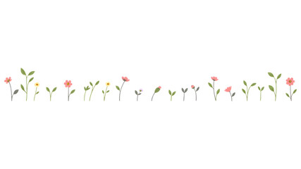 Floral Border: Delicate wildflowers and leaves form a charming, horizontal border, perfect for adding a touch of spring to your designs. The soft.