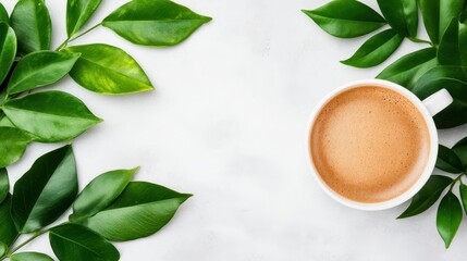 Aromatic Coffee Morning with Lush Greenery